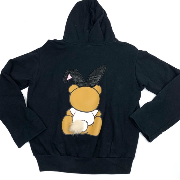 Moschino Playboy Teddy Bear Bunny Black Hooded Sweater - Picture 6 of 8
